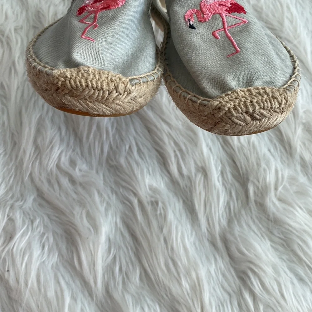 Soludos | Flamingo Embroidered Espadrille in Light Chambray